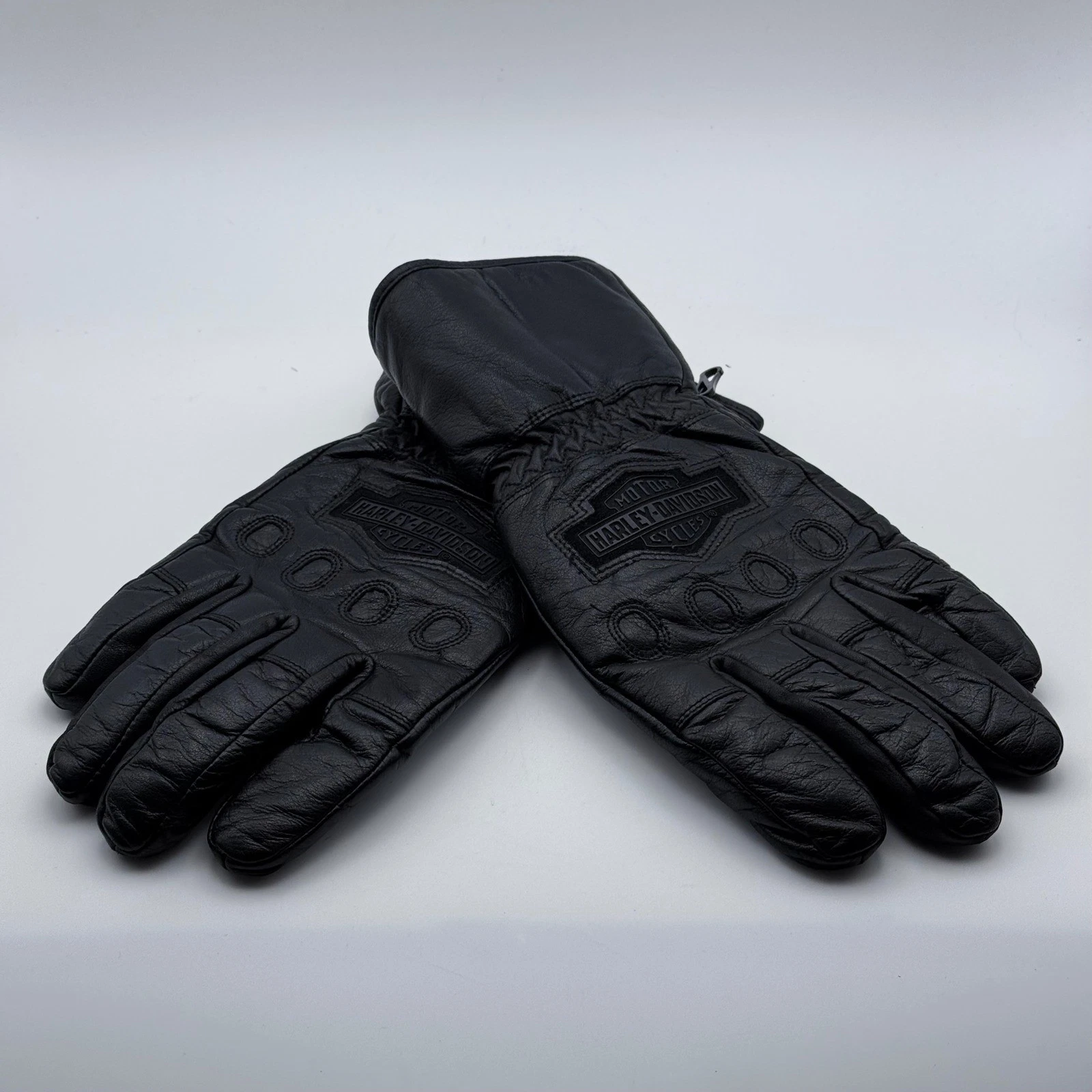 Harley Davidson Mens XL Black Leather Gauntlet Motorcycle Gloves