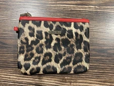 Joann & David Leopard Print Pouch Set with Red Zippers