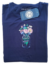 Life Is Good SS Shirt Relaxed Sleep Tee JAR BOUQUET Flowers Chest48in Womens XL
