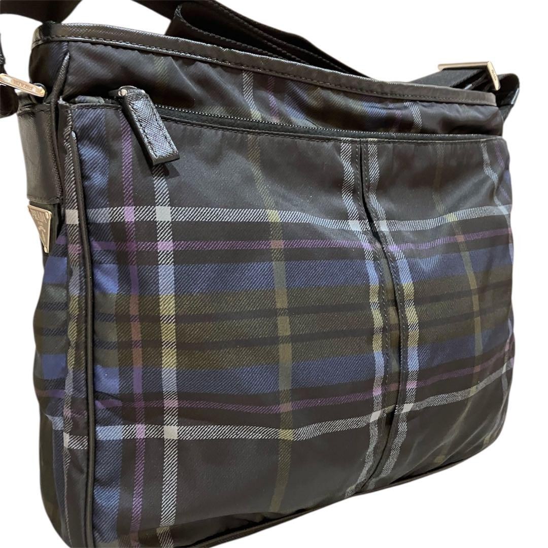 Prada multicolor check nylon shoulder bag from Japan excellent condition