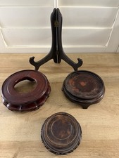 Vintage Chinese Rosewood Vase Display Stands Lot of 4 Wooden Pedestal Bases