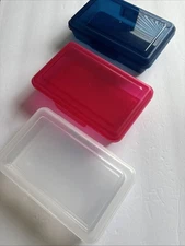 3- Pen&Gear  Flat Top Pencil Box 8”x5” Brand New Clear,blue,red