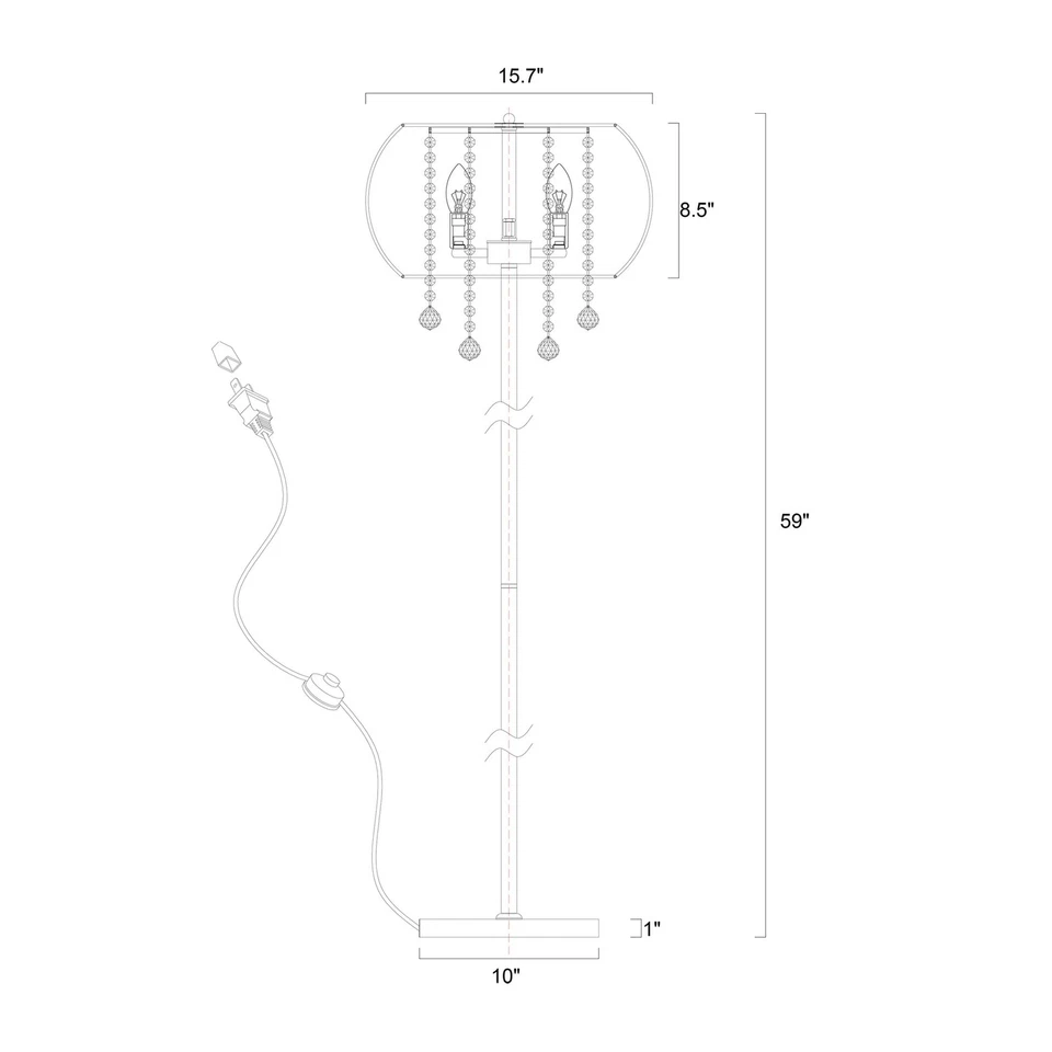 Mirjam Chrome Crystal 1 light Fancy Shade Floor Lamp Antique White,Platinum - Image 3 of 3