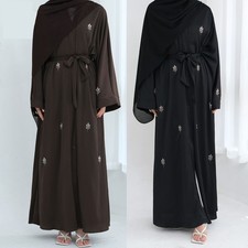 Dubai Women Open Abaya Cardigan Long Robes Turkey Islamic Kimono Ramadan Dresses