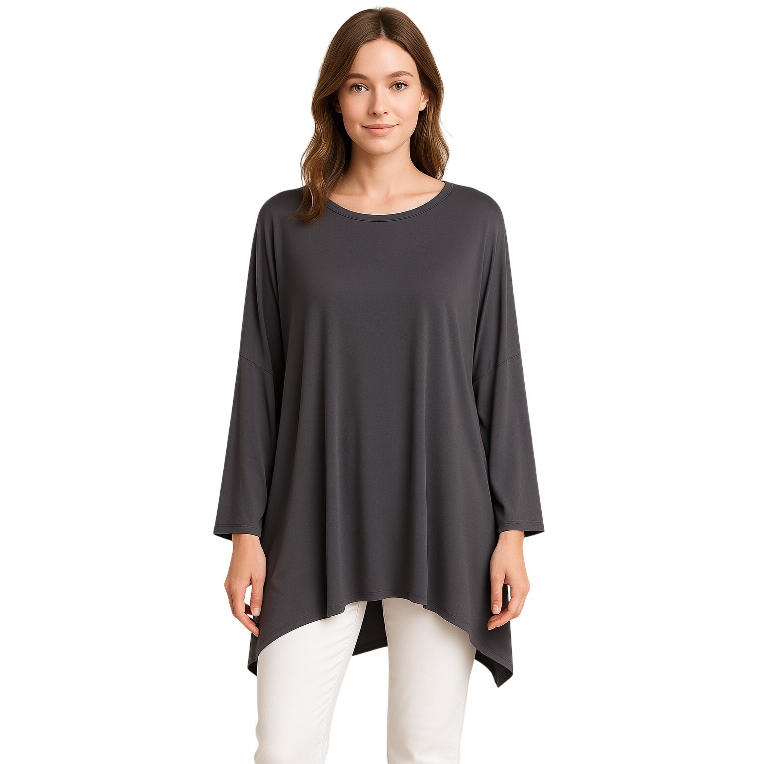 Last Tango Gray Dolman Sleeve Tunic Top Small Flowy Stretch Y2K