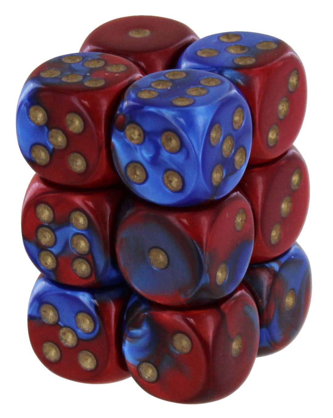 Кубик для игры в шахматы Chessex Gemini сине-красныйзолотой 16 мм 12 2190₽