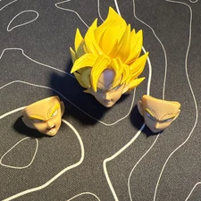 DBZ Figuarts Goku Super Saiyan Head Hair & Faces Custom Fodder Body Parts Pieces