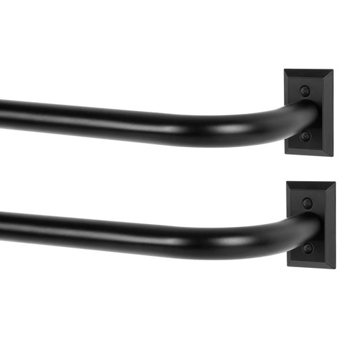 Black Wrap Around Curtain Rods 2 Pack:Blackout Heavy Duty Adjustable Window C...