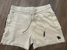 YoungLA Shorts Mens Size XL Beige Stretch Terry Gym Sweat Logo Drawstring