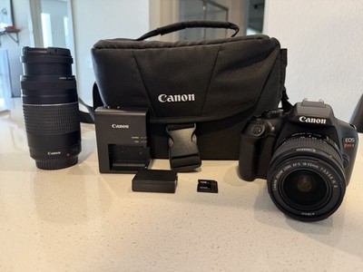 Canon EOS Rebel T7 Bundle: EF-S 18-55mm & 75-300mm Lenses, LC-E10, Bag, Battery