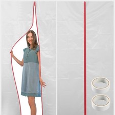 (2-Pack) 4 ft x 7 ft Plastic Zipper Door Dust Protector (Red Zippers) - Heavy-Du