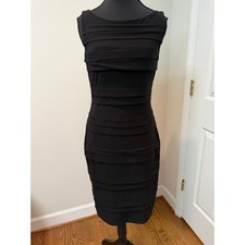 American Living Black Sleeveless Sheath Dress with Tiered Ruffles