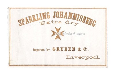 x3820 LIVERPOOL Imported by Gruben SPARKLING JOHANNISBERG Etikett wine label
