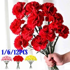 1/6/12Pcs Artificial Flowers Carnation Flower,Silk Carnations Flower Bouquets