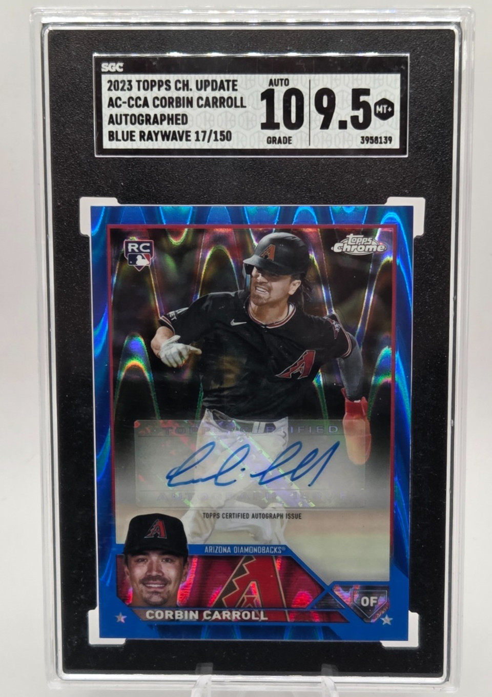 2023 Topps Chrome Update Auto Corbin Carroll Blue Raywave /150 Sgc 9.5/10