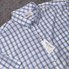 Roundtree Yorke Gold Label Shirt Mens Short Sleeve Plaid Blue XXL NEW