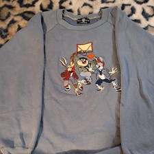 Warner Bros. Bugs Bunny Embroidered Graphic Blue XL Vintage 1995 Sweatshirt