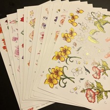 12 Flower Decoupage Sheets A4 -Various Designs for Card Making & Crafting New