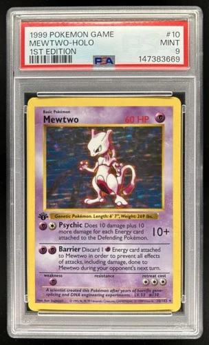 1999 Pokemon 1st Edition Mewtwo Holo #10/102 PSA 9