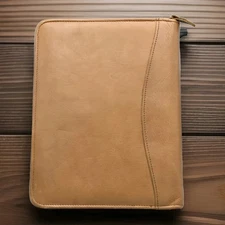 VTG Design A Day Planner Cover Real Leather Brown 3 Ring Zip Around - 10” X 8.5”