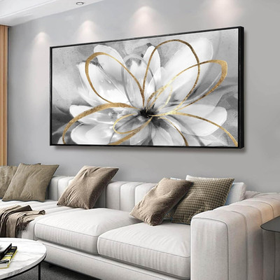 White Flowers Wall Art Canvas Wall Decor Large Floral Artwork Pictures for Livin