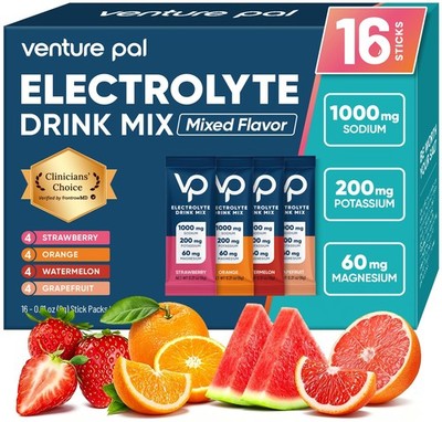 Venture Pal High Sodium Sugar Free Electrolytes 0.21 Ounce (Pack of 16)