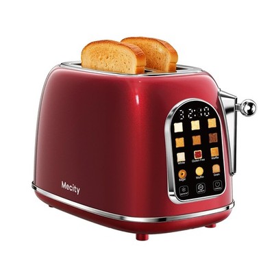 Toaster 2 Slice Touch Screen Wide Slot Retro 120V 825W Red Pearl