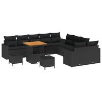 Gartensofa-Set Mit Kissen 17-Tlg. Poly-Rattan Schwarz