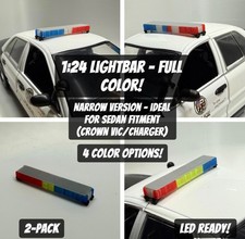 1/24 POLICE LIGHTBAR NARROW FULL COLOR LED READY CUSTOM BUILD DIECAST 2-PACK