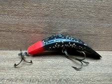 Helin's Flatfish X5 Fishing Lure Black Glitter Fluorescent Red Hot Tail