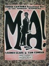 Eddie Cantor MA! Piano Sheet Music 1921