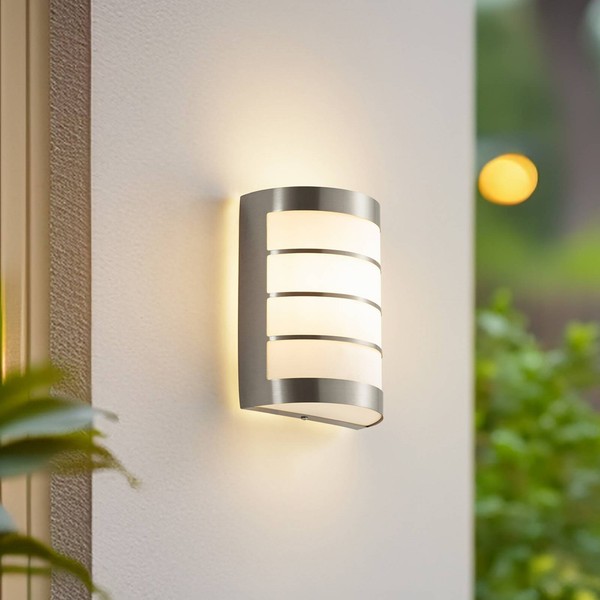 Lindby Edelstahl Wandlampe Aussen, Wandleuchte AußEn IP44, AußEnbeleuchtung Wand-image