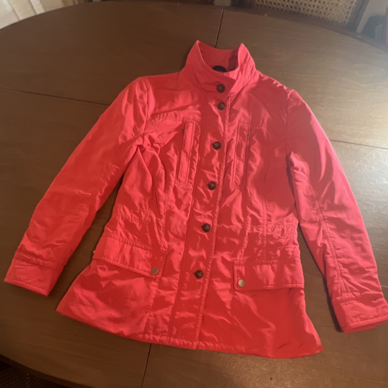 Faconnable Red Mid-Length Collared Jacket Button … - image 1