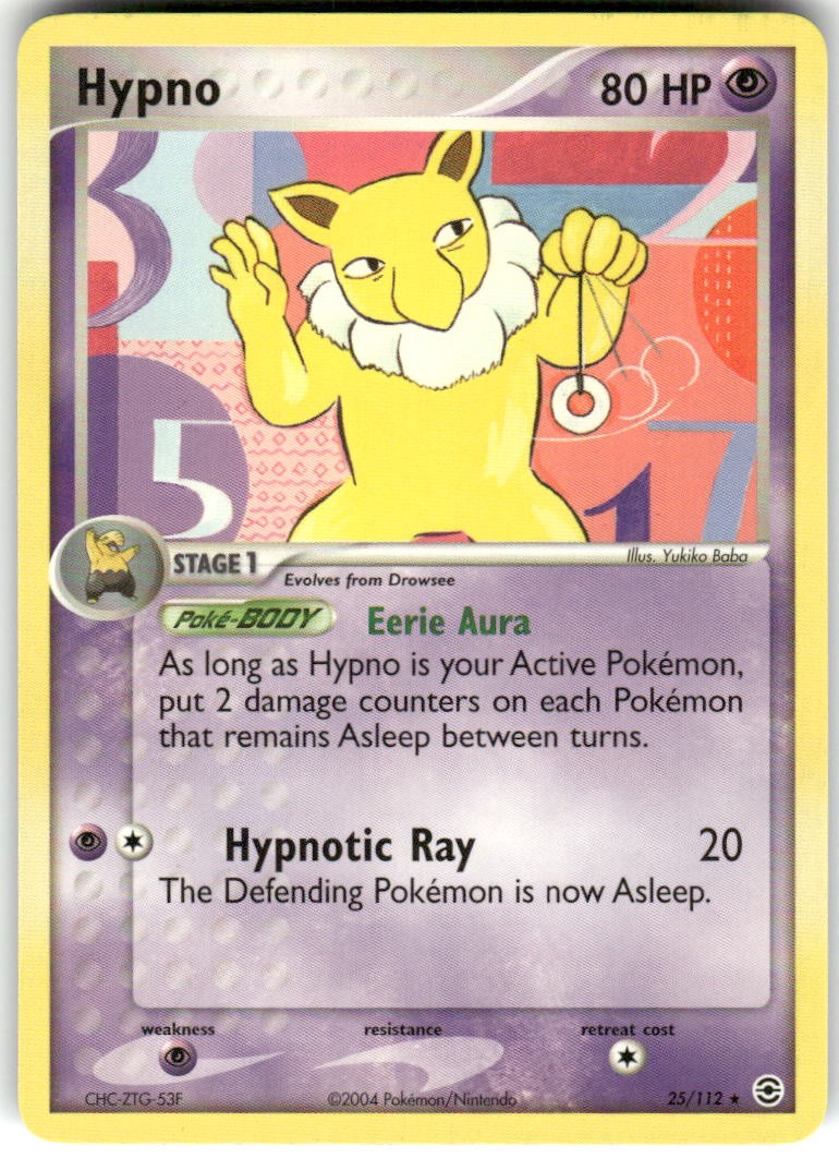HYPNO 25/112 RARE FIRERED & LEAFGREEN POKEMON NM/M