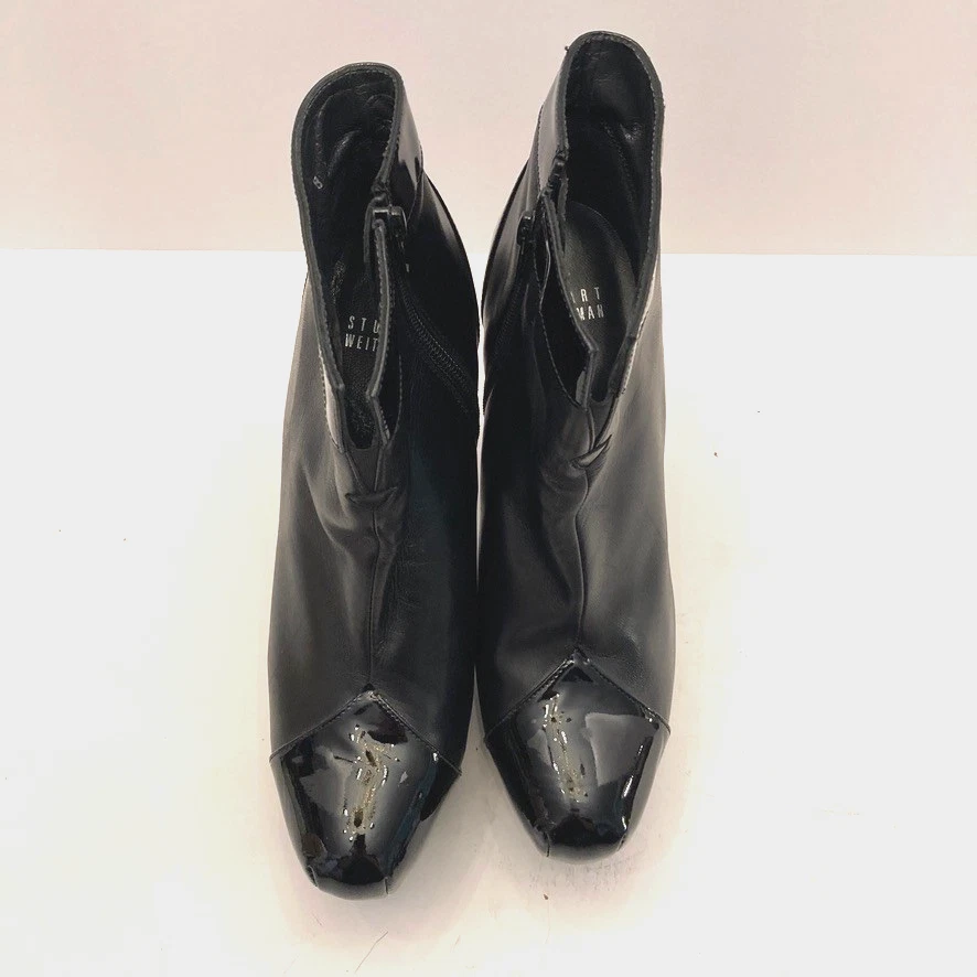 Botas Stuart Weitzman Agree Plataforma Mujer 8 M Negro Cuero Charol Foto 4 de 4