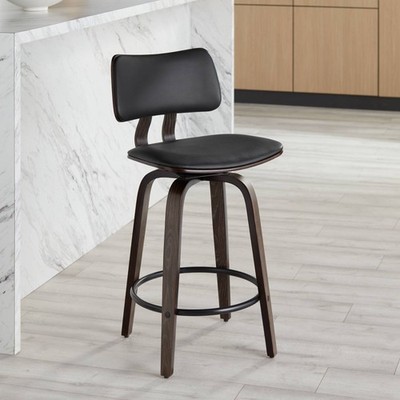 Studio 55D Luke 25 3/4'' High Black Faux Leather Counter Stool