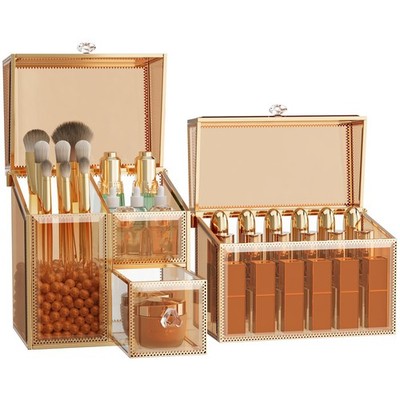 CoralHouse Makeup Organizer Countertop Set   Vanity Holder with 18-Slot Lipst...