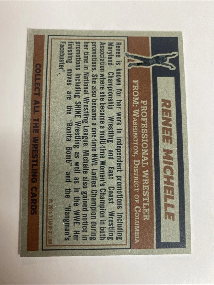 Tarjeta personalizada B-55 estilo superestrella femenina Renee Michelle WWE TNA AEW 1984 Foto 2 de 2