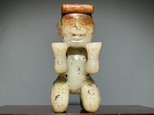 不议价 Good Shang Dy Old Jade Carved Person "Yu Gui Ren 遇贵人" "Bai Jian" 摆件 H 7.8 cm