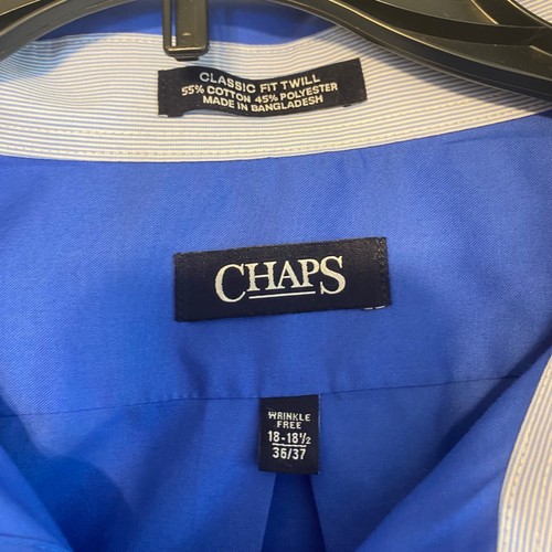Chaps klassische Passform Twill faltenfreies Hemd blau Herren Größe 18-18,5 36-37 - Bild 2 von 6