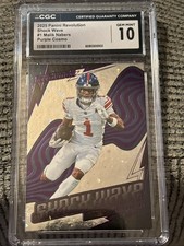 2025 Malik Nabers Panini Revolution Shock Wave Purple Cosmo Gem Mt 10 10/10 SSP