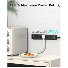 Space-Saving Surge Protector with 5 Outlets, 3 USB Ports