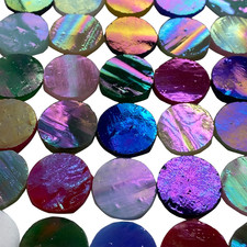 4/5" Magic Iridescent round Circle Glass Mosaic Tiles for Crafts 125 Pieces, Sta