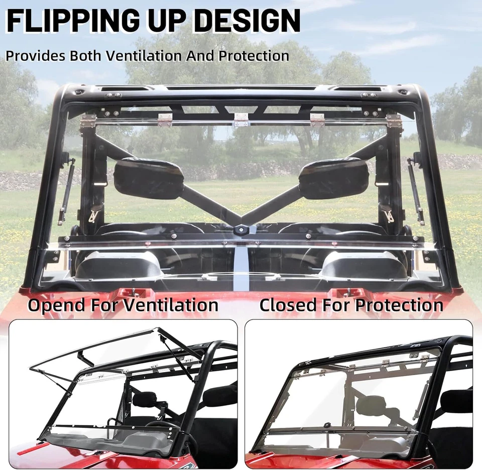 2-IN-1 Front Flip Windshield Vent for Polaris Ranger XP 1000/1000 Crew 2014-2025 - Image 2 of 4