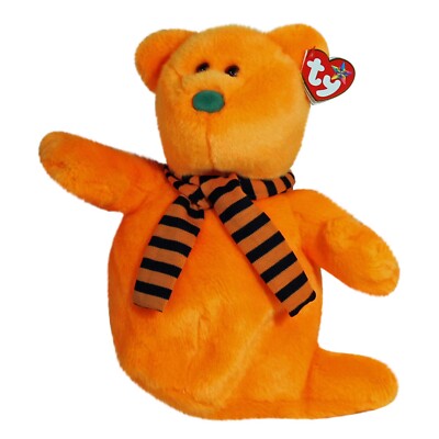 Ty Beanie Buddy 🎃 SHIVER THE ORANGE GHOST BEAR 9