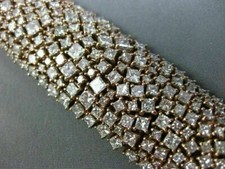 ESTATE EXTRA LARGE 27.25CT PINK DIAMONDS 18K ROSE GOLD MULTI ROW TENNIS BRACELET