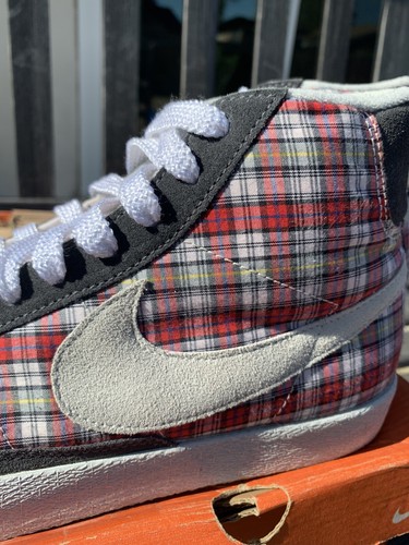 2004 Nike Blazer Mid 73 Plaid Wmns 11.5 Stussy Safari Premium Team red Grey 10 - Picture 4 of 10