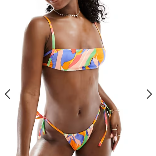 ASOS DESIGN Skinny Strap Bikini Size 10 Vibrant Abstract Print RRP