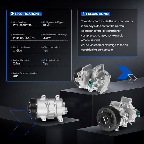 A/C Compressor with Clutch for Toyota Corolla Matrix Scion xD 2008-2014 L4 1.8L - Imagen 4 de 11