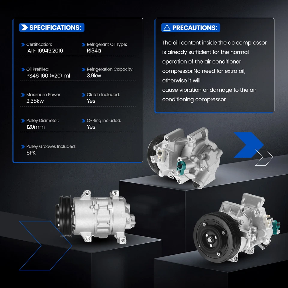 NEW AC COMPRESSOR A/C FITS TOYOTA COROLLA 1.8 2009-2010 SCION XD 1.8L 2008-2014 - Imagem 3 de 4